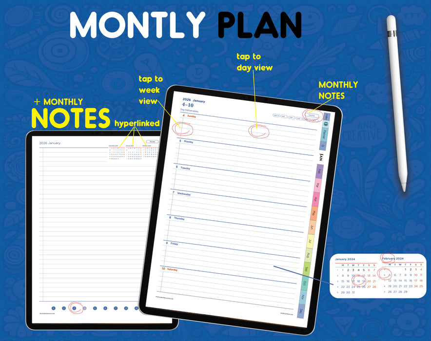 2026 Digital Samsung Notes Planner Template for Android tablet