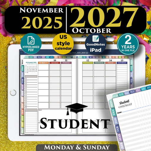 2025 2026 Digital Student Planner for Notability & GoodNotes | PDF Download