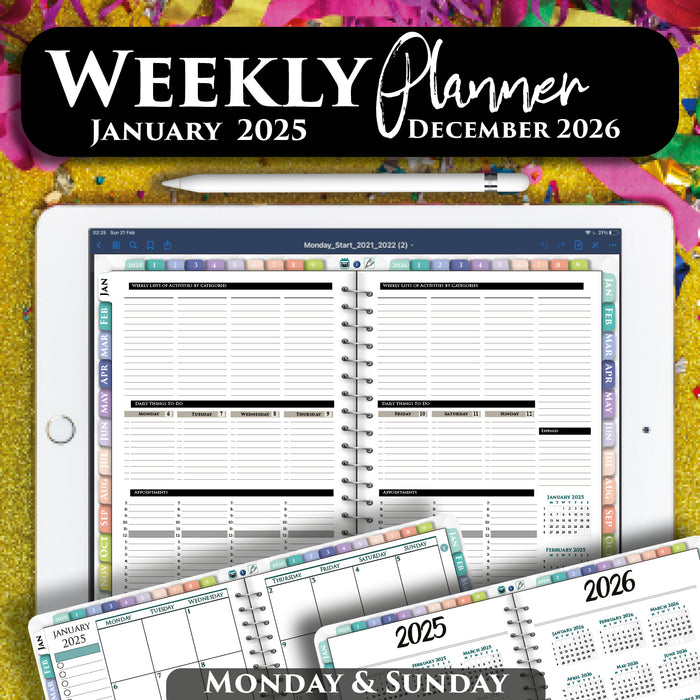 2025-2026 Digital Weekly Planner Pad