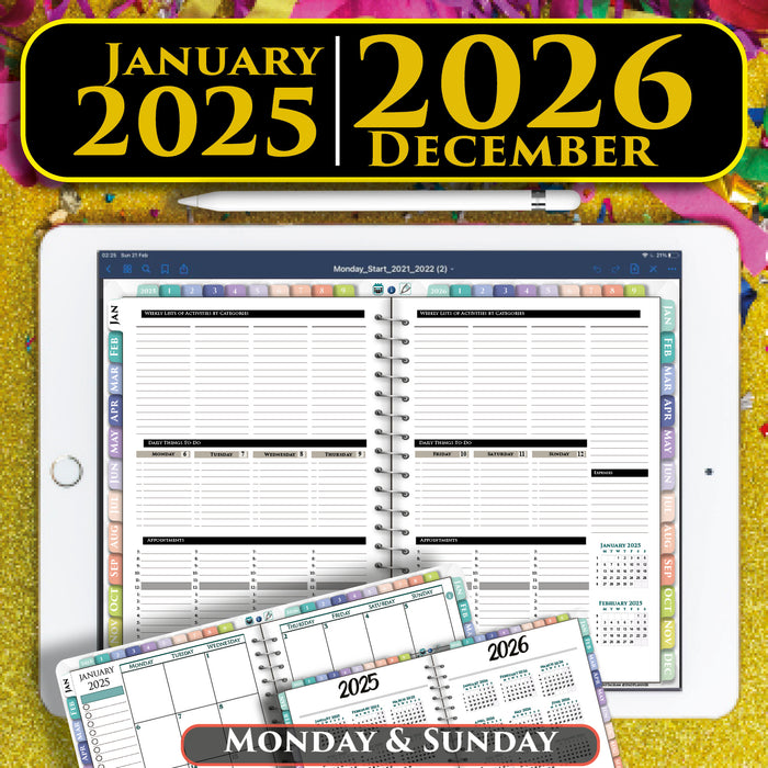 2025-2026 Digital Weekly Planner Pad