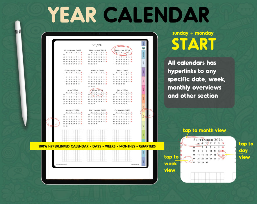 25-26 Vertical Digital Hobonichi Planner | PDF Download