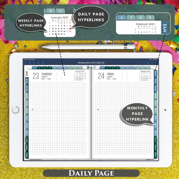 2025 2026 digital daily hobonichi planner for goodnotes and noteshelf