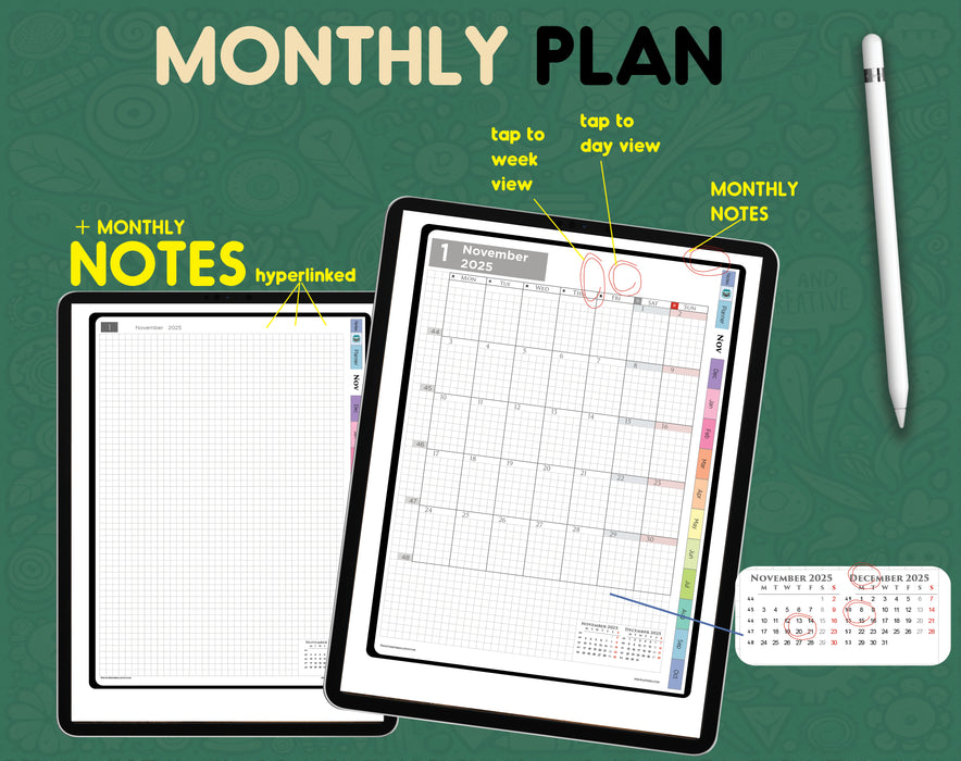 25-26 Vertical Digital Hobonichi Planner | PDF Download