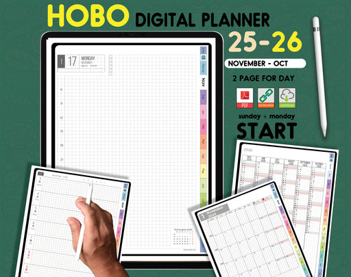 25-26 Vertical Digital Hobonichi Planner | PDF Download
