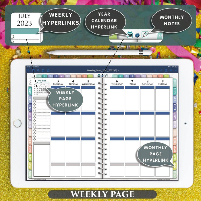 Digital Weekly Planner and Monthly Planner for 2023 2025
