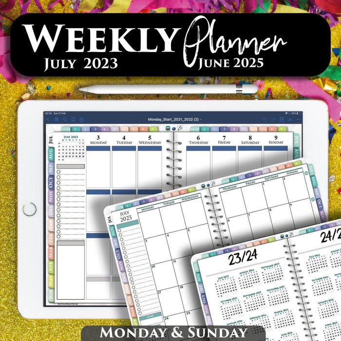 Goodnotes Weekly Planner Template for 2022 2023 Digital iPad Planning