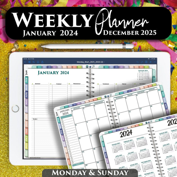 Franklin 5 Choice Digital Weekly Planner 2024-2025 | Colorful & iPad Compatible | Monthly, Weekly, planning