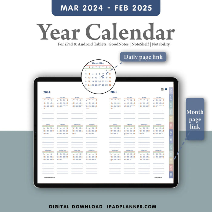 grid paper year calendar notebook
