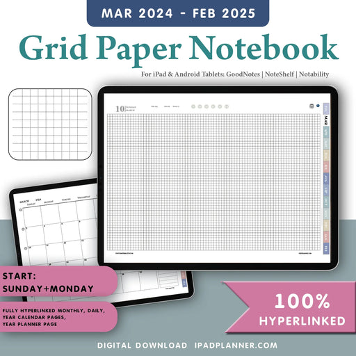 Grid Paper Digital Notebook for GoodNotes and Notability