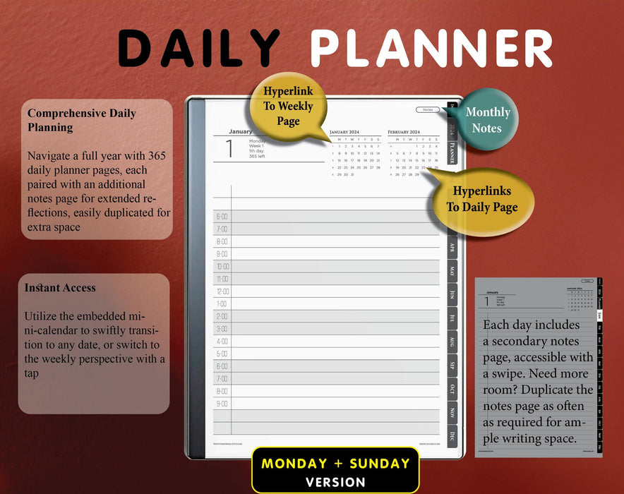 one line daily planner for remarkable 2