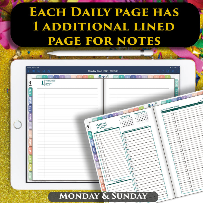 Rainbow Digital Planner 2026–2027 | Daily + Notes Page | Weekly Monthly PDF