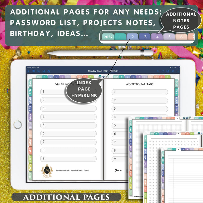 Rainbow Digital Planner 2026–2027 | Daily + Notes Page | Weekly Monthly PDF