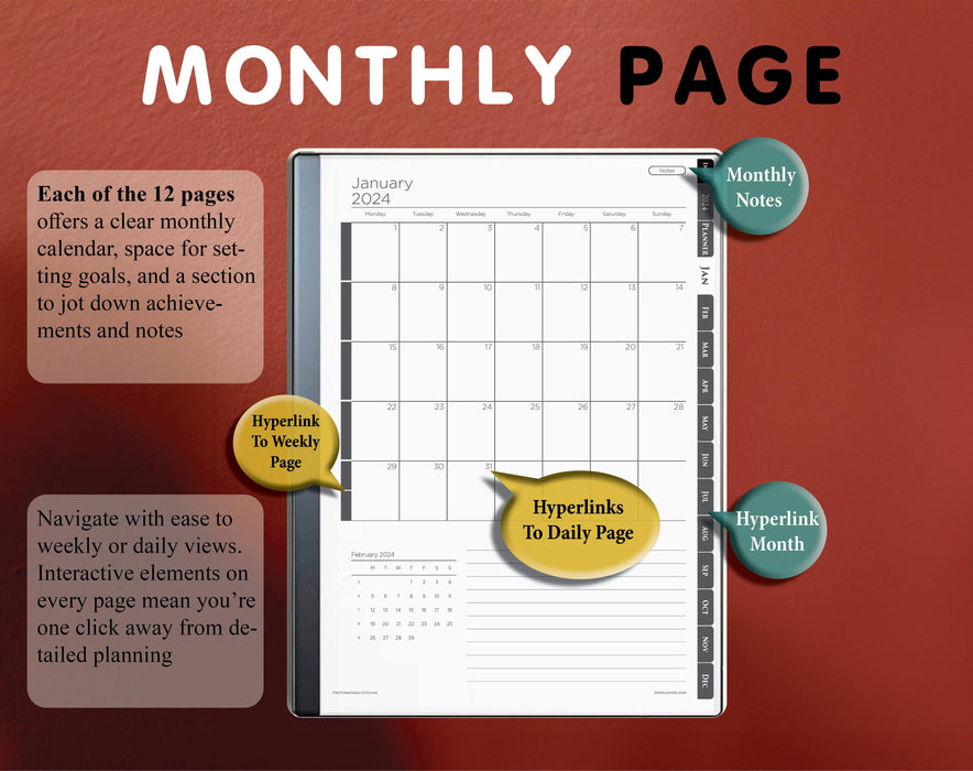 remarkable 2 monthly planner page template
