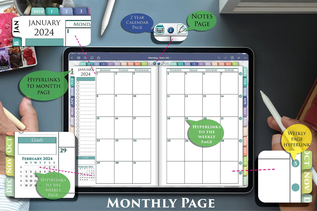digital monthly planner pad
