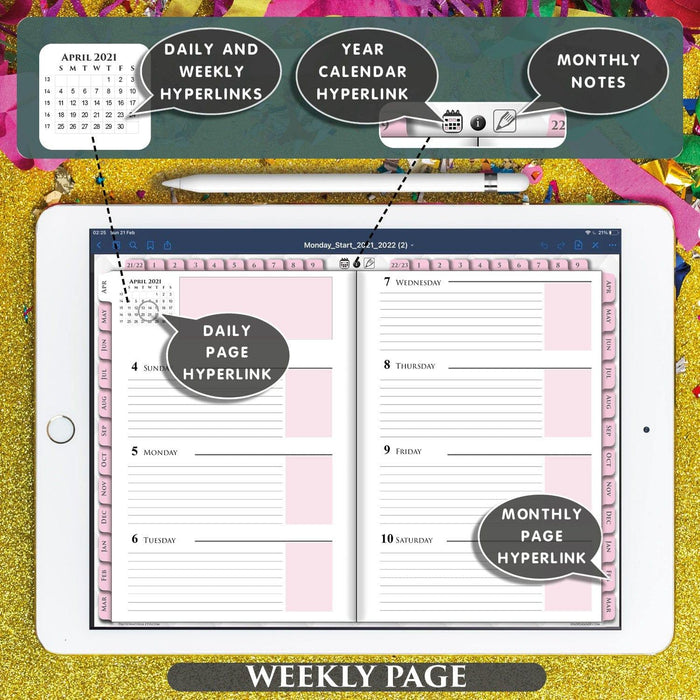 goodnotes pink weekly planner ipadplanner.com