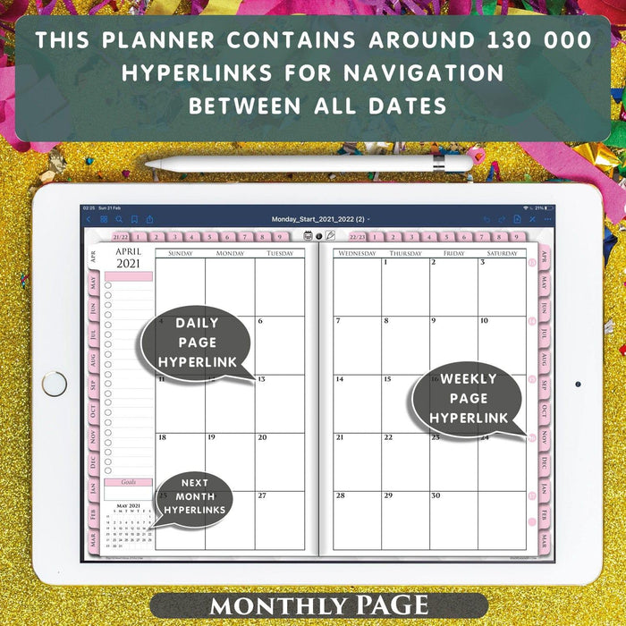 goodnotes pink monthly planner page template ipadplanner.com