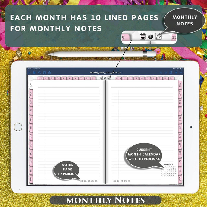 pink goodnotes page template ipadplanner.com