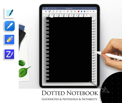 black digital journal  for goodnotes and notability
