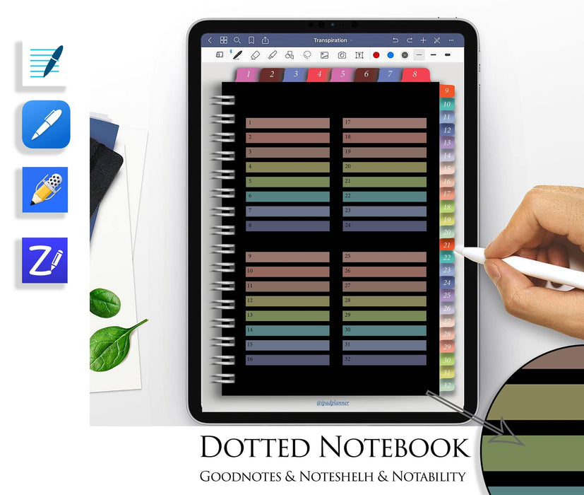 Digital Sketchbook Black Dotted Goodnotes Notebook Notability Noteshelf ZoomNotes Journal Hyperlinked template hyperlinks - iPad Planner
